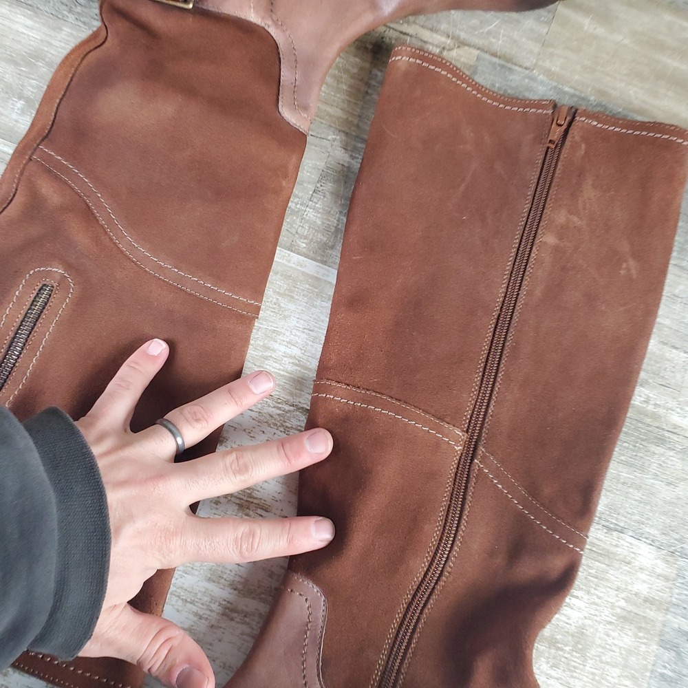 ROAN Charity Womens Knee High Boots Sz 8 Brown Leather Comfort Side Zip - Picture 3 of 16